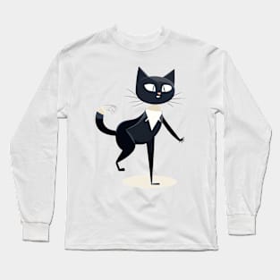 Funny Dancing Black Cat Long Sleeve T-Shirt